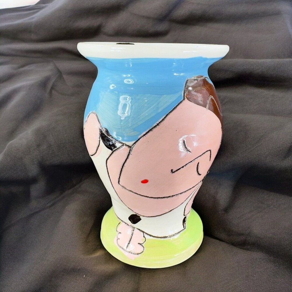 Sandra Magsamen Art Pottery Vase‎ Laugh Out Loud and Laugh Often Artist Signed